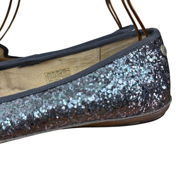 Ugg Alloway Ice Blue Glitter Sherpa Wool Lined Slip On Flats Shoes Womens sz 12 - Picture 9 of 16